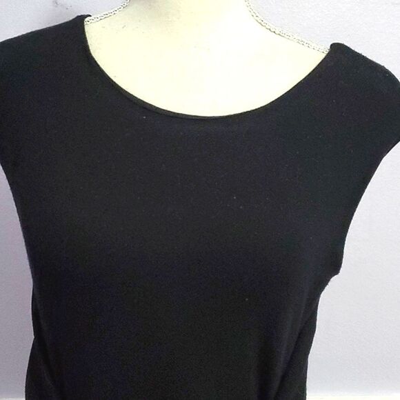 Ann Taylor Black Tied Front Sheath Midi Dress Modest Career Event Size 2 - Picture 3 of 10